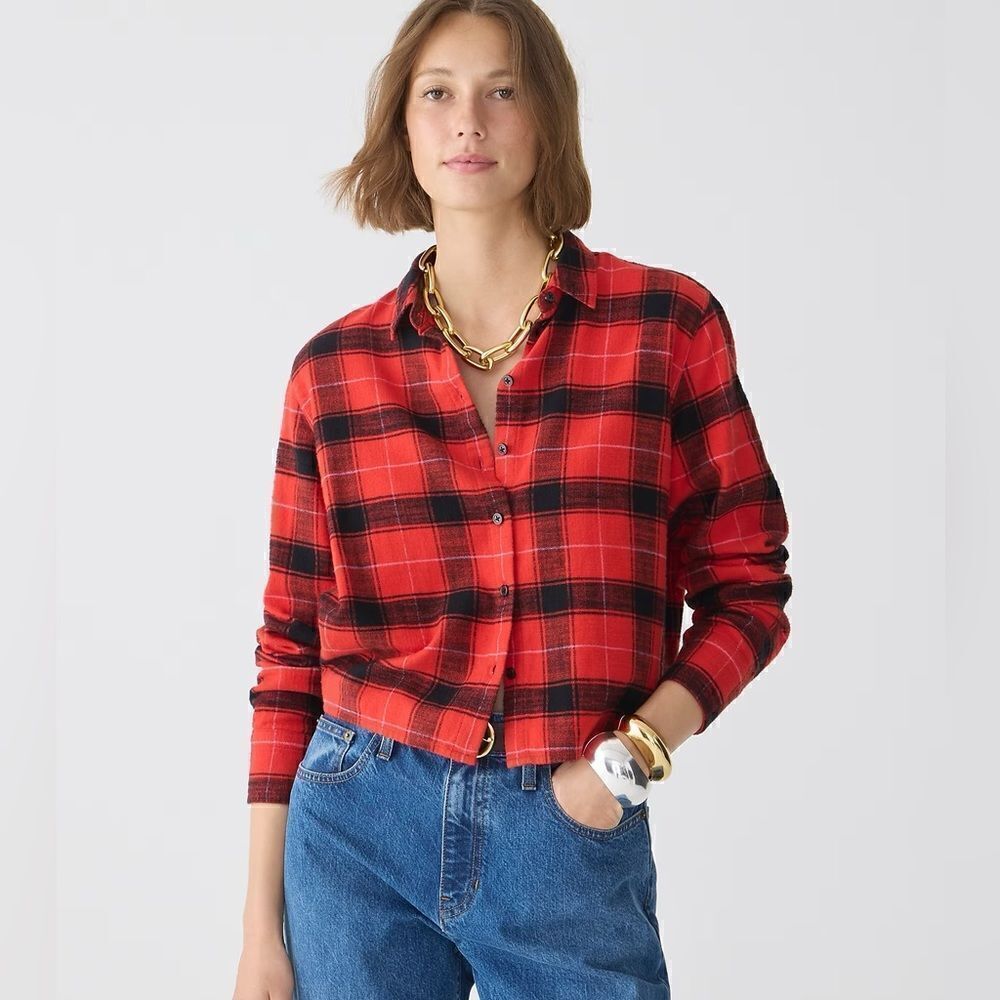 J Crew Cropped Garçon Plaid Shirt NWT